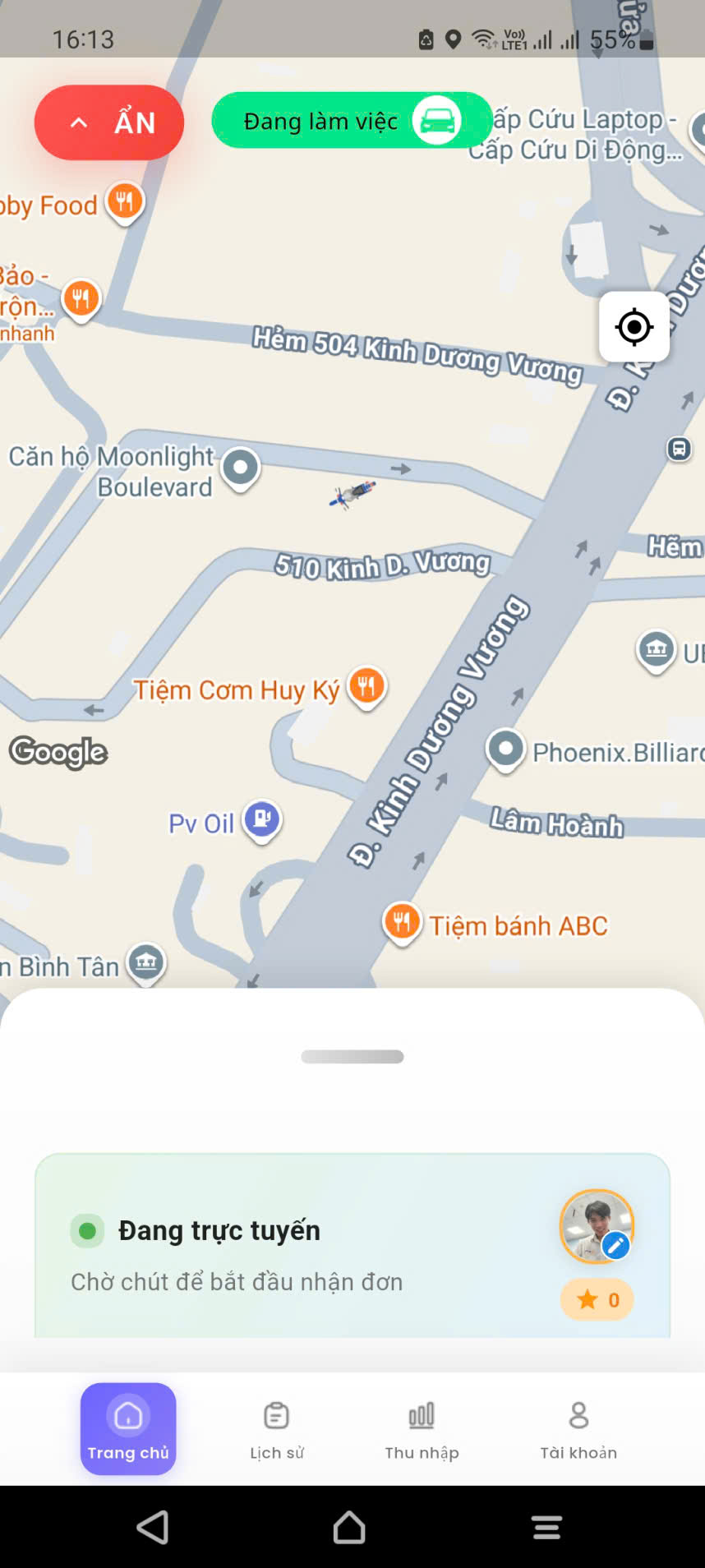 Giao diện ứng dụng Deligo Driver